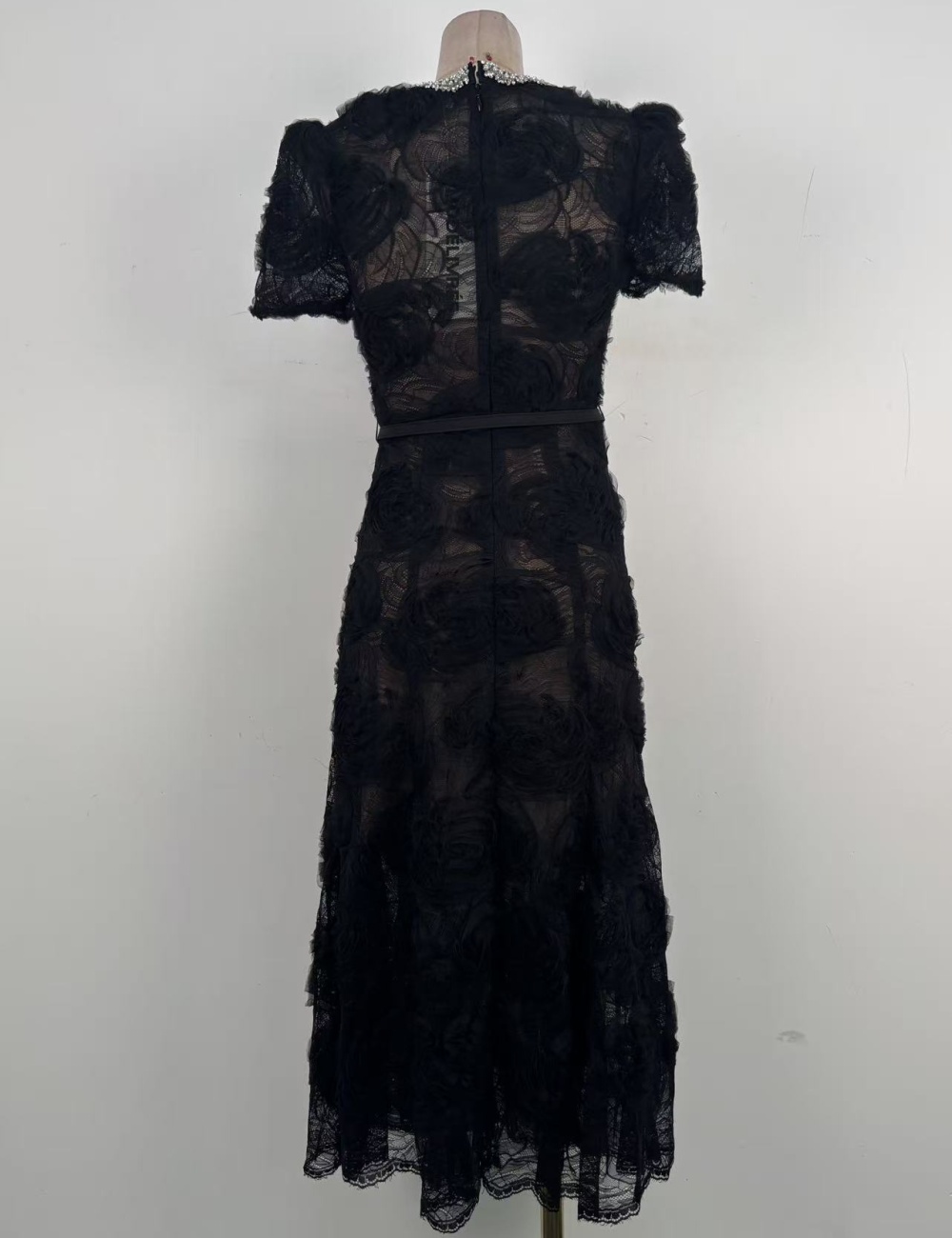 Niche elegant long dress slim flowers dress 2pcs set