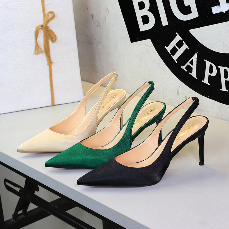 Low banquet sandals satin high-heeled shoes for women