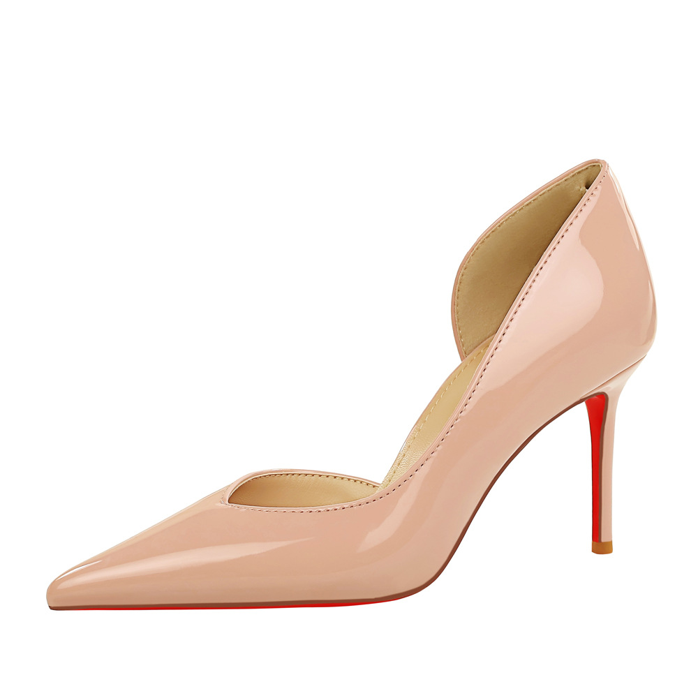 Sexy banquet hollow pointed fine-root low shoes