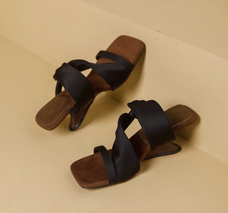 High-heeled slippers thick sandals for women