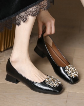Square head lazy shoes rhinestone shoes