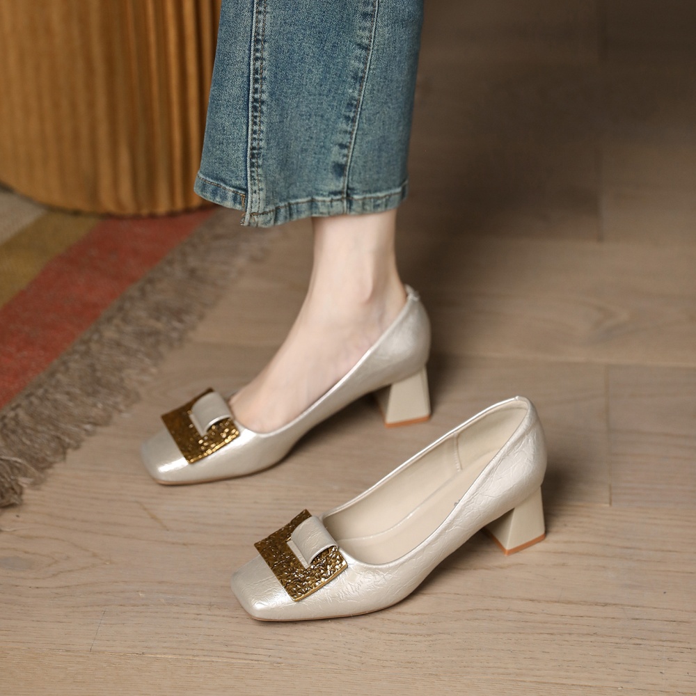 Metal buckles high-heeled shoes France style shoes for women