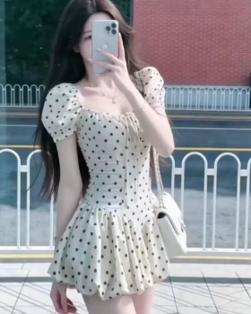 Summer pinched waist T-back fashion printing dress