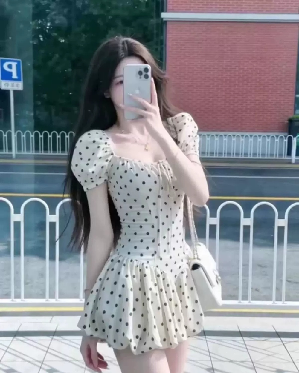 Summer pinched waist T-back fashion printing dress