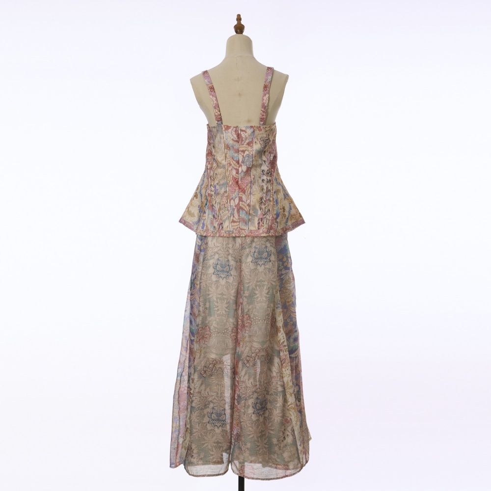 Long stereoscopic tops grain sling dress a set