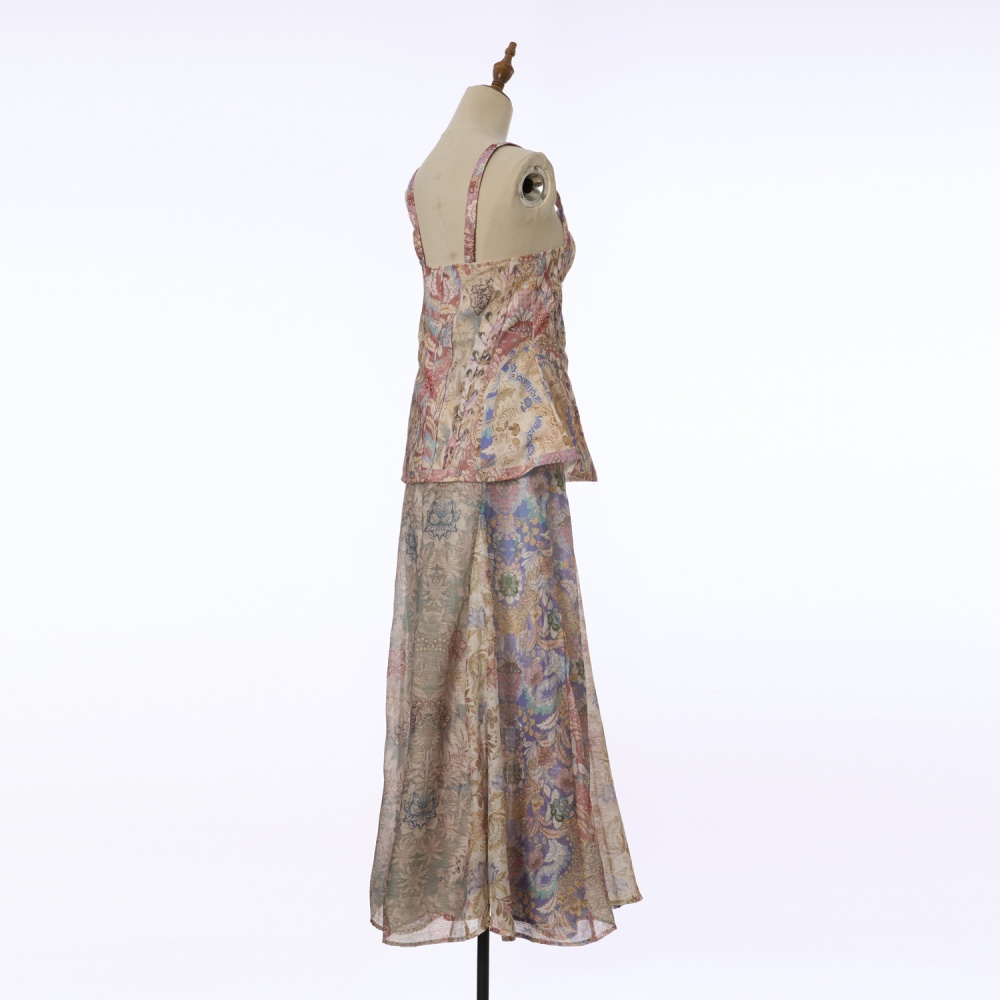 Long stereoscopic tops grain sling dress a set