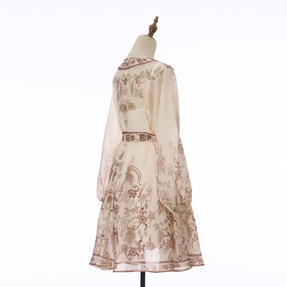 Flax pattern short dress summer flowers swimwear