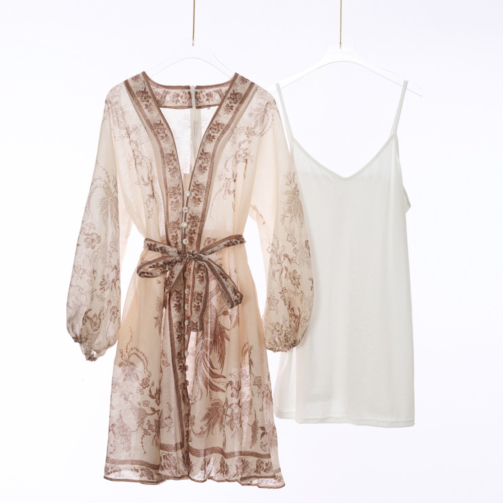 Flax pattern short dress summer flowers swimwear