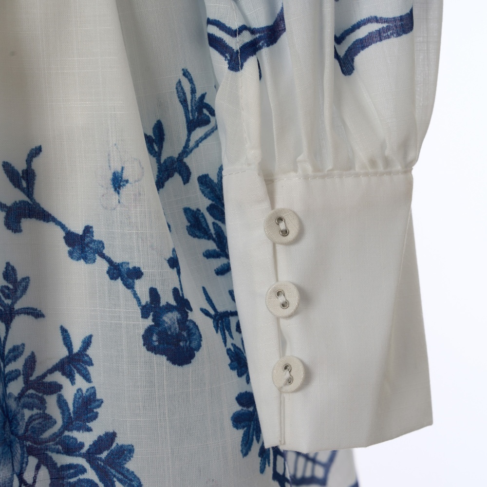 Petal lantern sleeve skirt printing shirt a set