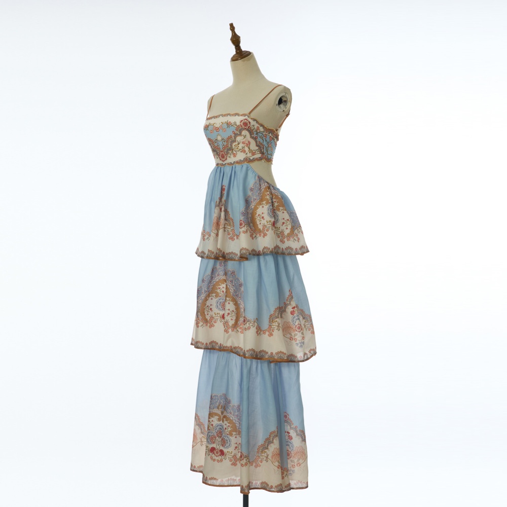 Vacation floral strap dress long printing dress for women
