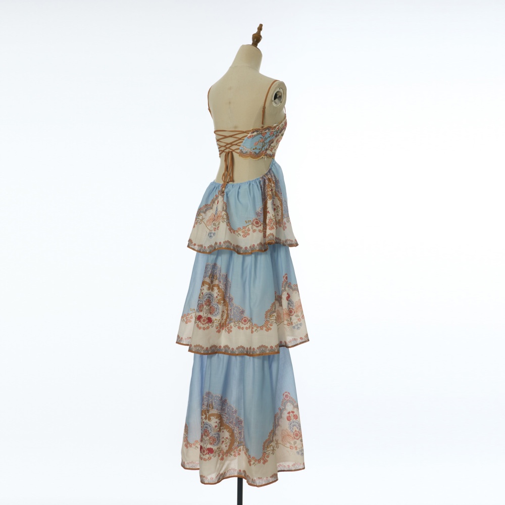 Vacation floral strap dress long printing dress for women