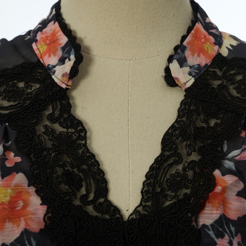 Pinched waist V-neck spring and summer printing dress
