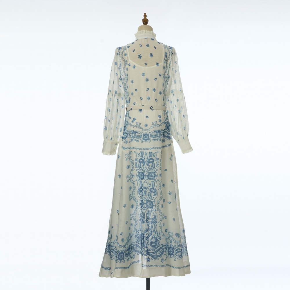 Big skirt sling printing dress 2pcs set