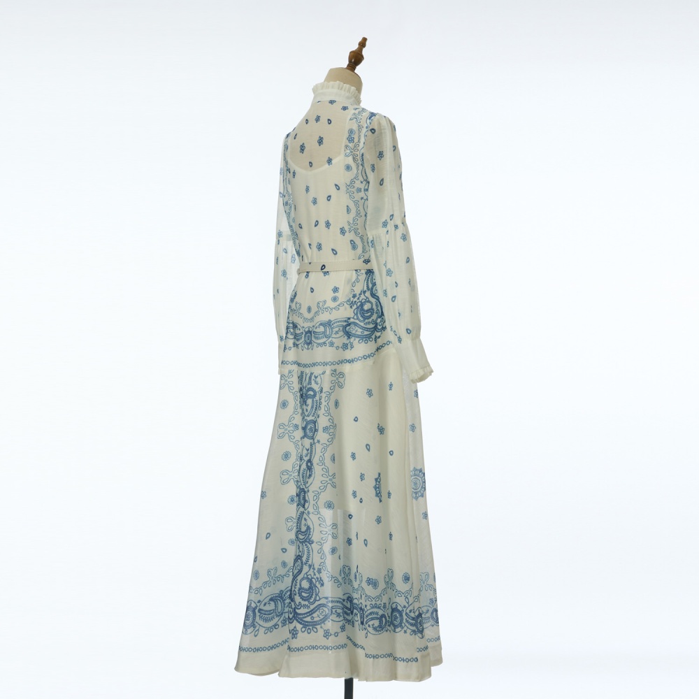 Big skirt sling printing dress 2pcs set