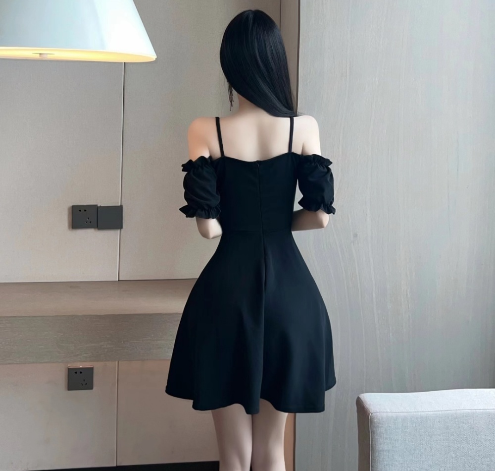 Low collar big skirt sexy short sleeve strapless dress