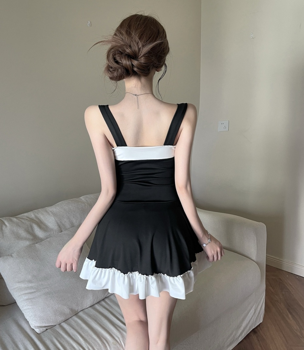 Wrapped chest bow Sexy underwear pinched waist dress