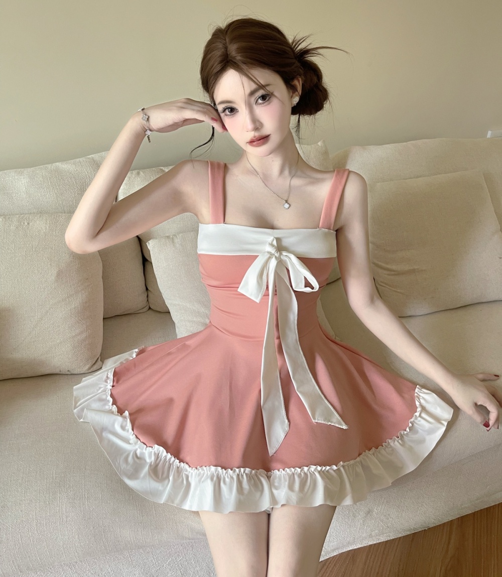 Wrapped chest bow Sexy underwear pinched waist dress