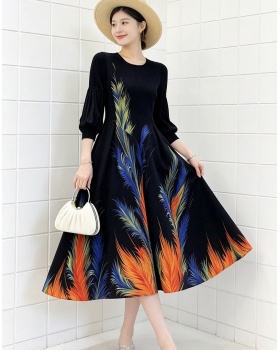Large yard seaside vacation elasticity France style long dress