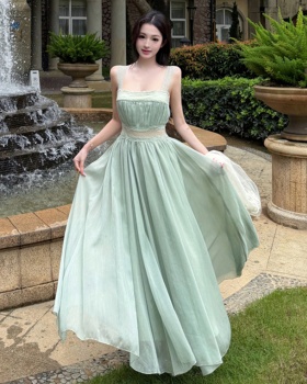 Square collar sexy splice long dress lace slim dress for women