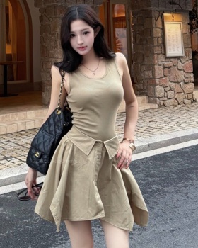 Summer Pseudo-two sexy dress irregular sleeveless shirt