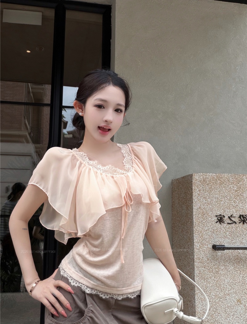 Lace Casual T-shirt short sleeve long pants a set