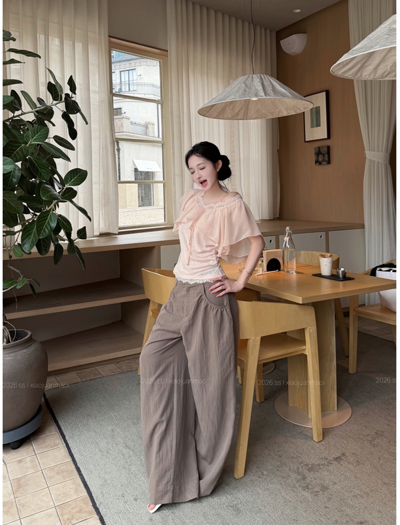 Lace Casual T-shirt short sleeve long pants a set