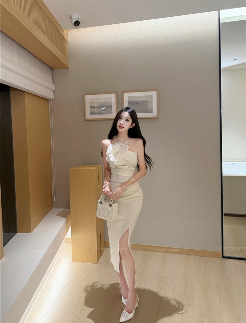 Summer package hip stereoscopic flowers dress
