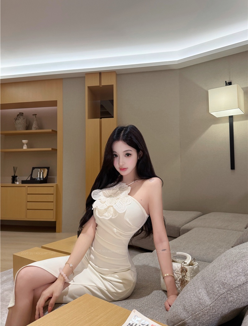Summer package hip stereoscopic flowers dress