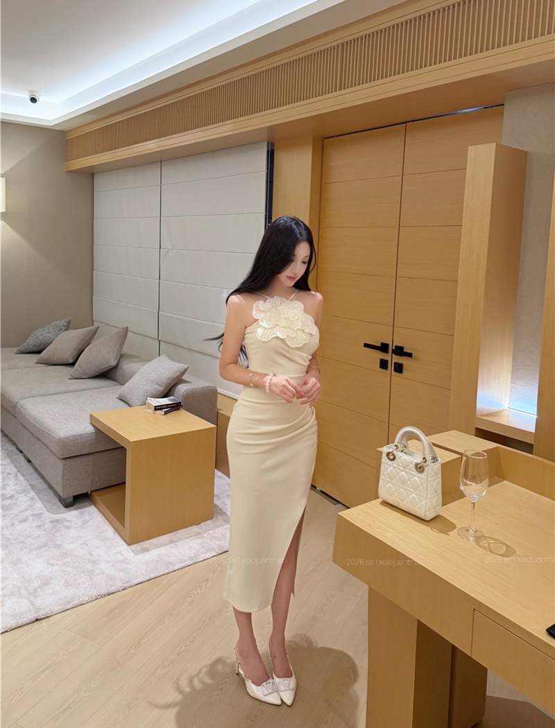 Summer package hip stereoscopic flowers dress