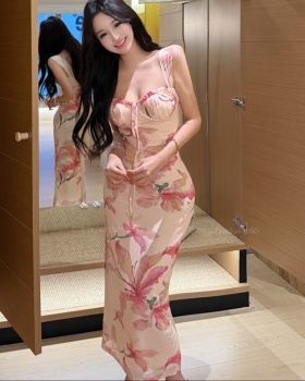 Printing slim dress summer long dress for women