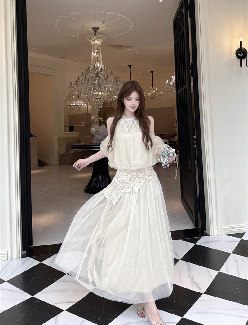 Sexy lace skirt summer tender long skirt a set for women