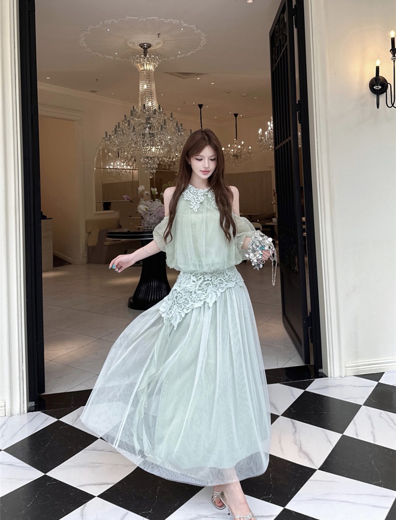 Sexy lace skirt summer tender long skirt a set for women