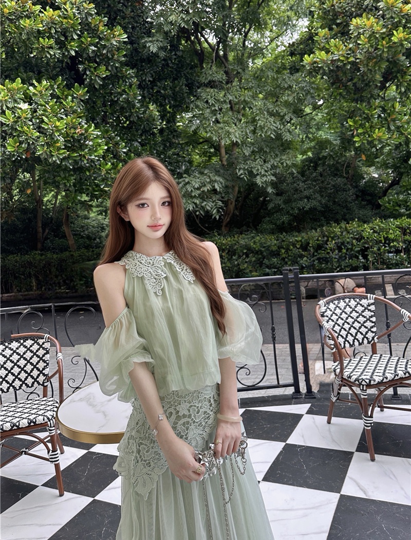 Sexy lace skirt summer tender long skirt a set for women