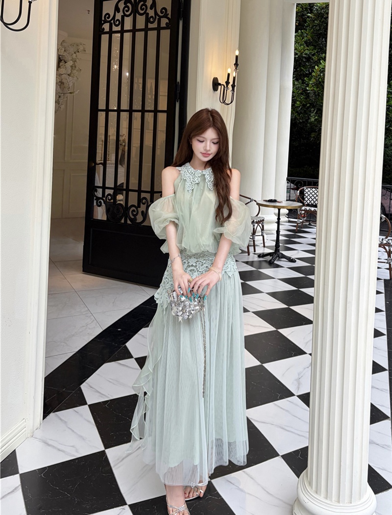 Sexy lace skirt summer tender long skirt a set for women