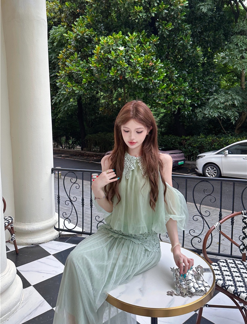 Sexy lace skirt summer tender long skirt a set for women