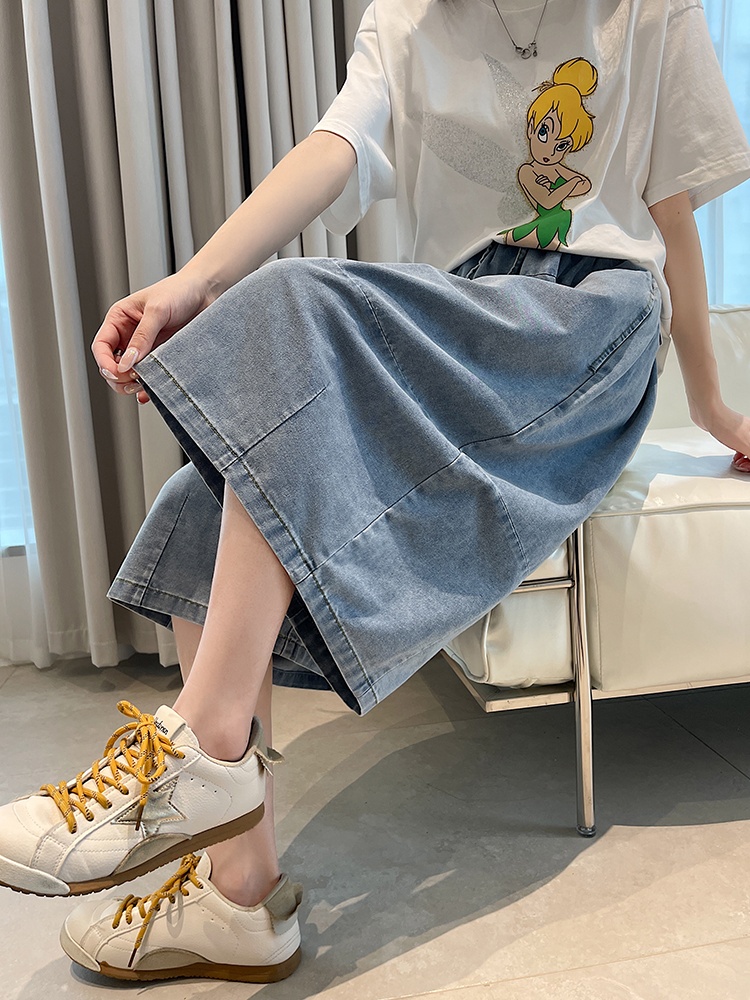 Thin seven tenths jeans wide leg cropped pants for women