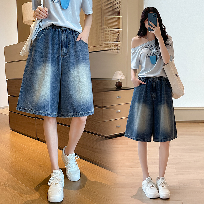 Wide leg slim American style summer jeans for women