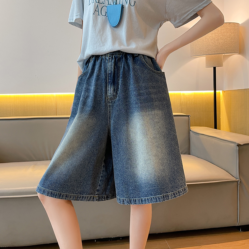 Wide leg slim American style summer jeans for women