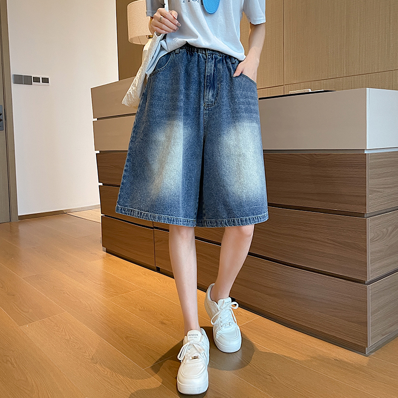 Wide leg slim American style summer jeans for women