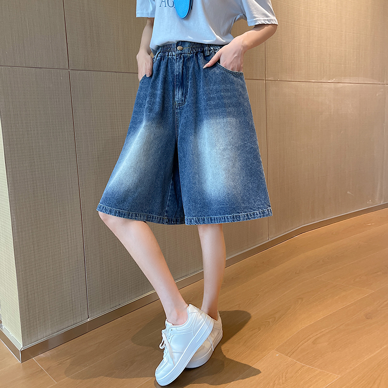 Wide leg slim American style summer jeans for women