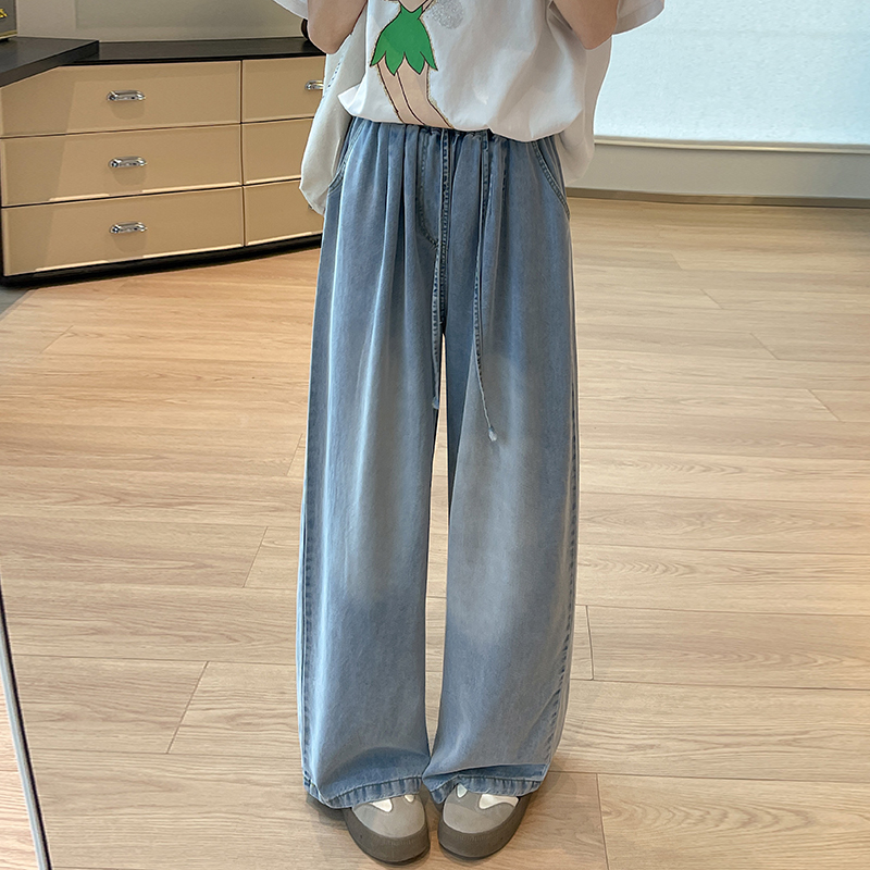 Slim drape jeans wide leg ice silk pants for women