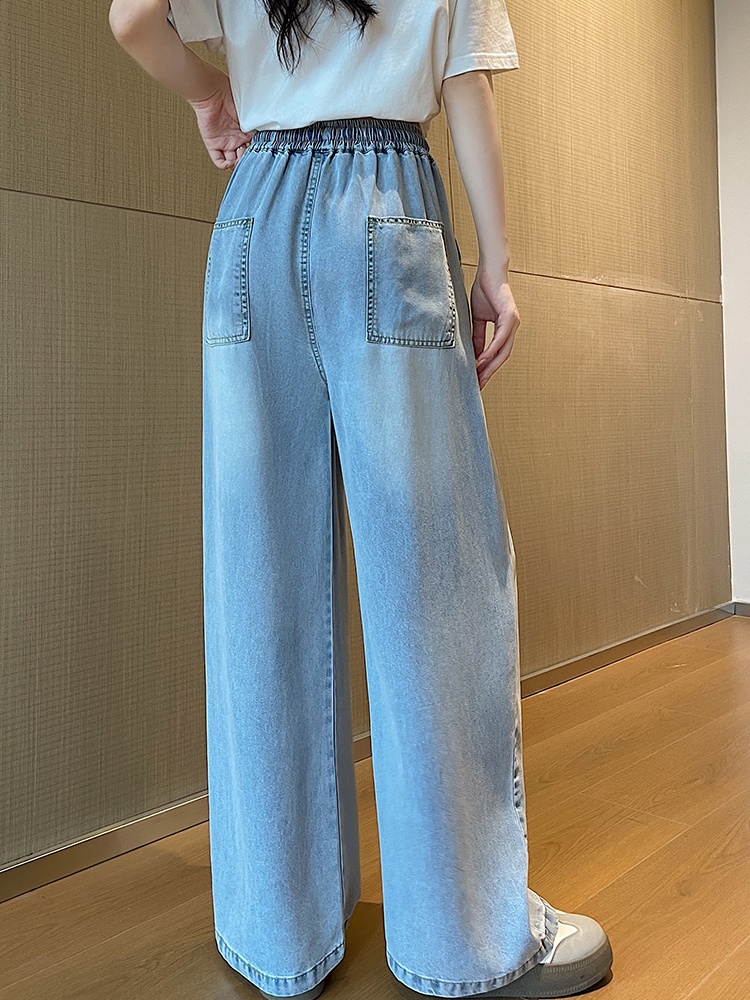 Slim drape jeans wide leg ice silk pants for women