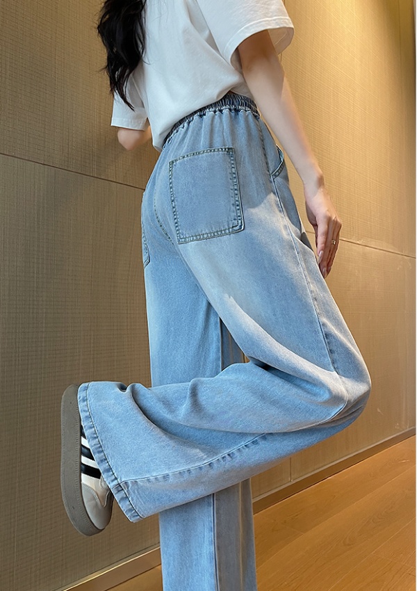 Slim drape jeans wide leg ice silk pants for women