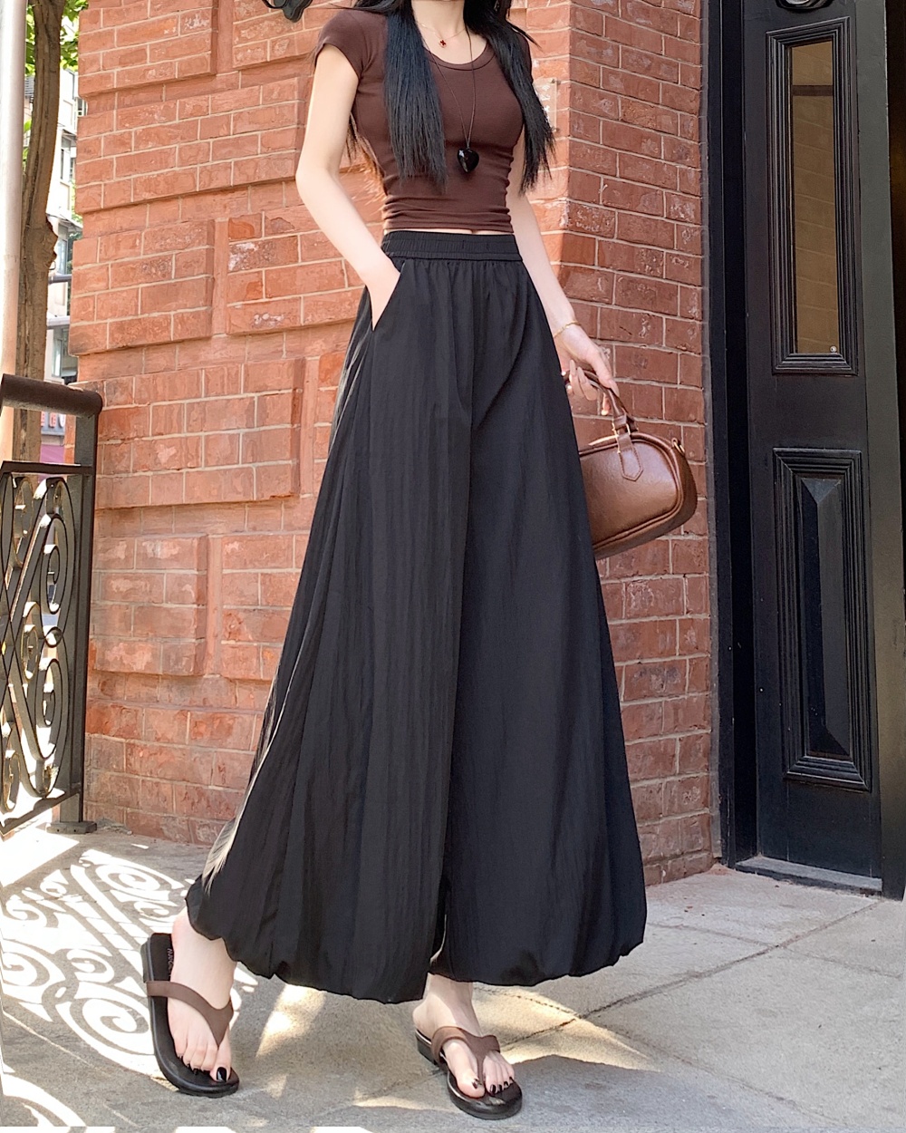 Casual high waist wide leg pants autumn pants for women