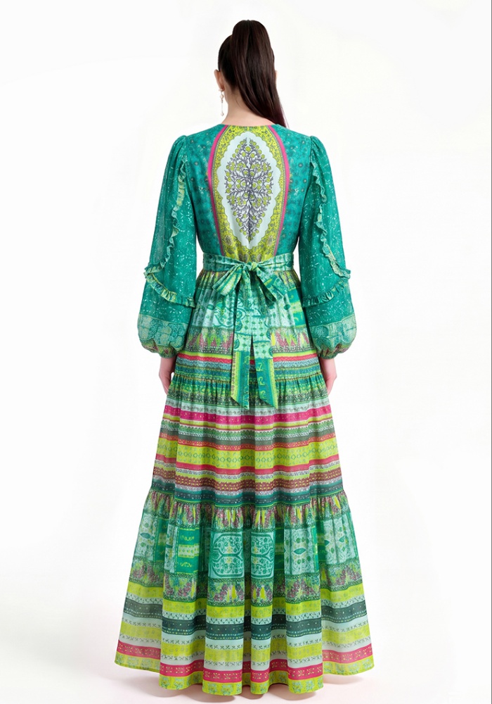 Big skirt long sleeve printing dress