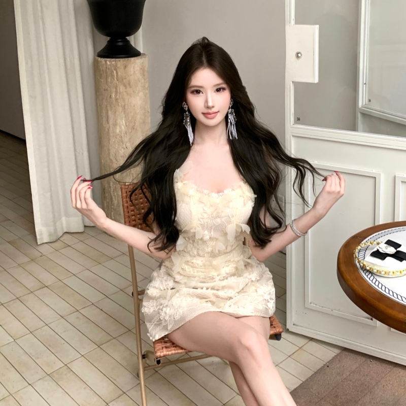 Slim enticement tender lace petal sling dress