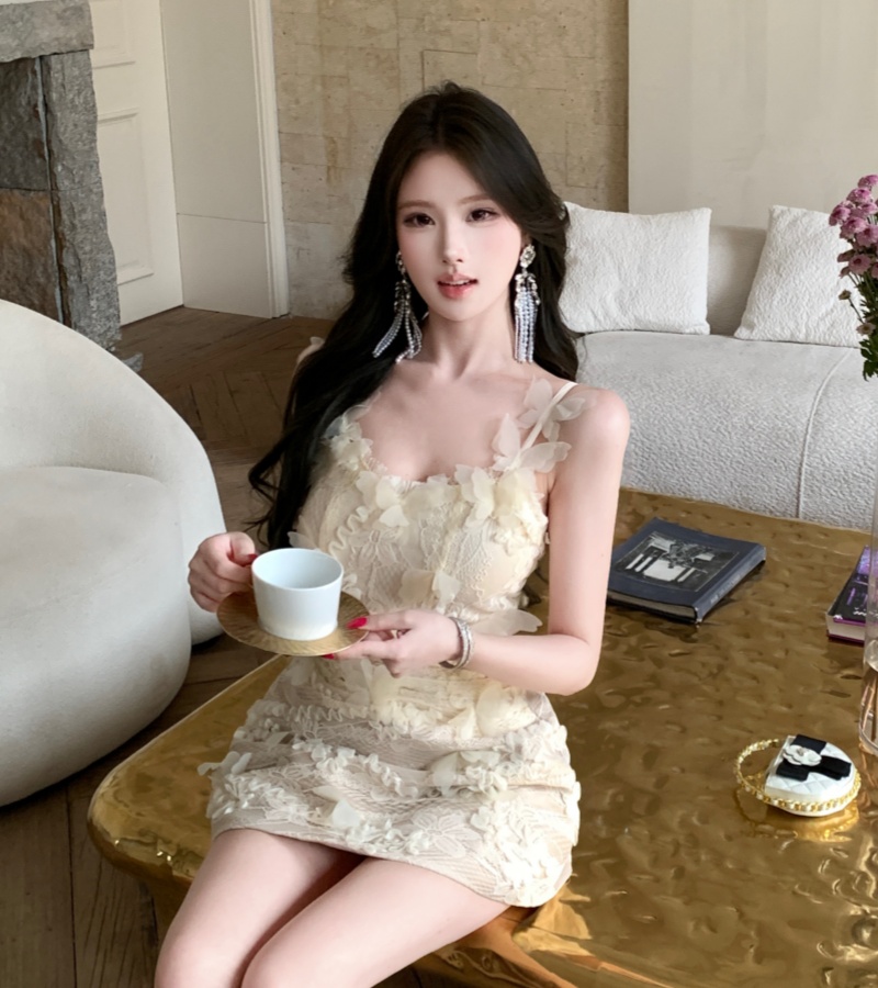 Slim enticement tender lace petal sling dress