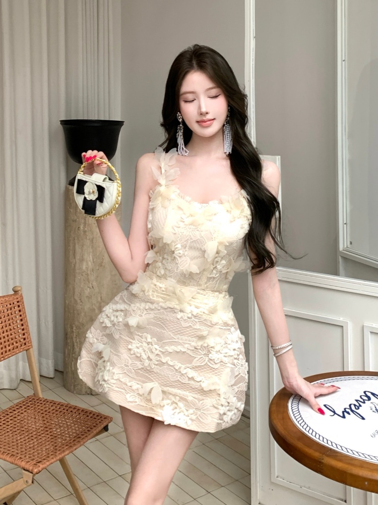 Slim enticement tender lace petal sling dress