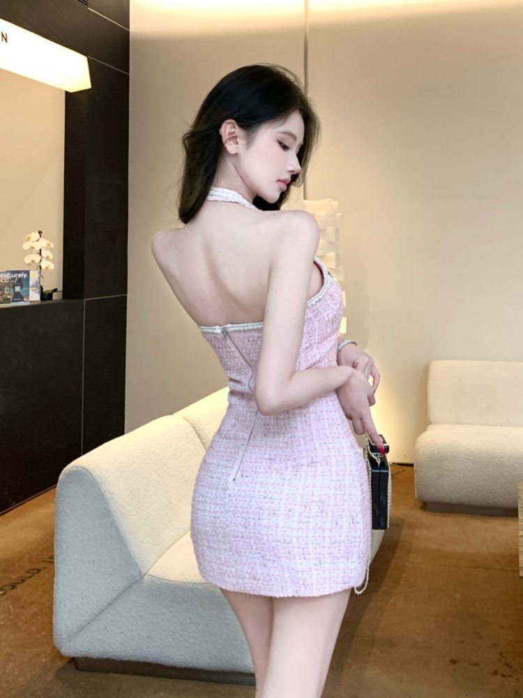 Ladies chanelstyle T-back slim package hip dress