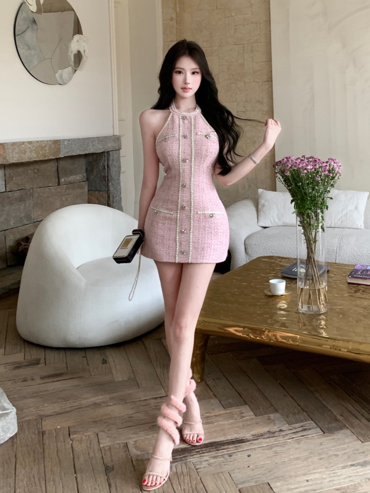 Ladies chanelstyle T-back slim package hip dress